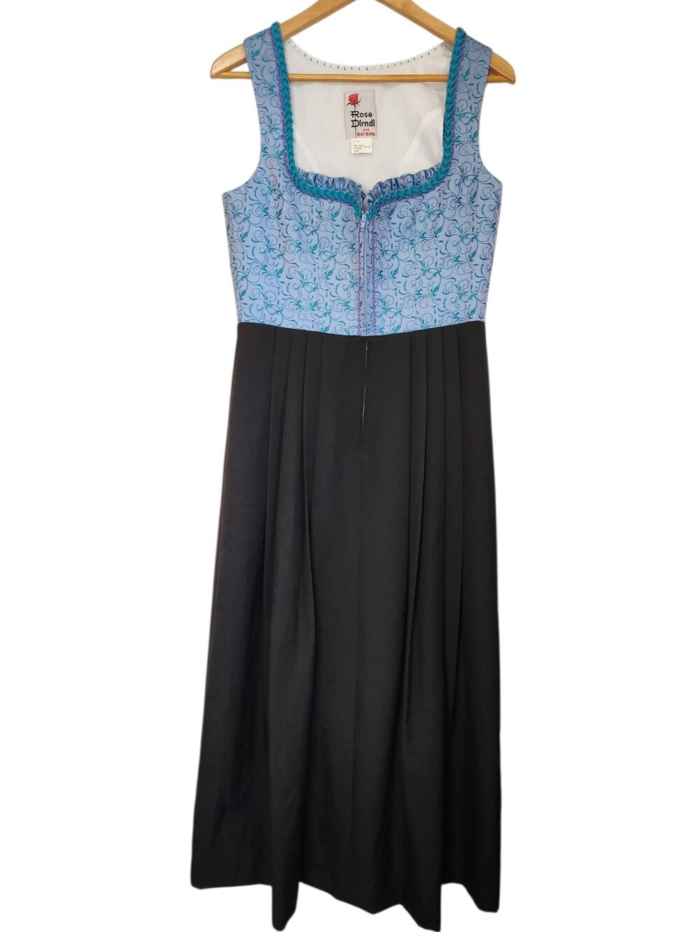 Dirndl Maxi Dress Womens German 38 US Medium Blue Black Oktoberfest Renaissance